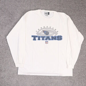 VTG NFL Puma Tennessee Titans Football Medium White Long Sleeve T-Shirt